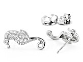 White Cubic Zirconia Rhodium Over Sterling Silver Nautical Earring Set 1.31ctw