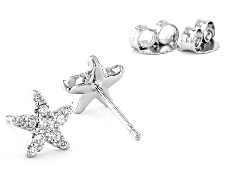 White Cubic Zirconia Rhodium Over Sterling Silver Nautical Earring Set 1.31ctw