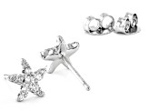 White Cubic Zirconia Rhodium Over Sterling Silver Nautical Earring Set 1.31ctw