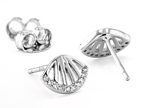 White Cubic Zirconia Rhodium Over Sterling Silver Nautical Earring Set 1.31ctw
