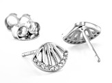 White Cubic Zirconia Rhodium Over Sterling Silver Nautical Earring Set 1.31ctw