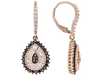 Picture of White And Mocha Cubic Zirconia 18K Rose Gold Over Sterling Silver Earrings 2.42ctw