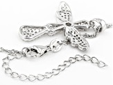 White Cubic Zirconia Rhodium Over Sterling Silver Cross Pendant With Chain 1.08ctw