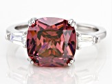 Blush And White Cubic Zirconia Rhodium Over Sterling Silver Ring 6.25ctw