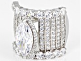 White Cubic Zirconia Rhodium Over Sterling Silver Ring 9.18ctw