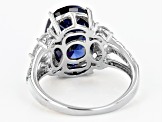 Blue And White Cubic Zirconia Rhodium Over Sterling Silver Ring 10.09ctw