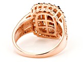 Mocha, Champagne, And White Cubic Zirconia 18K Rose Gold Over Sterling Silver Ring 5.71ctw