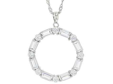 White Cubic Zirconia Rhodium Over Sterling Silver Pendant With Chain 4.68ctw