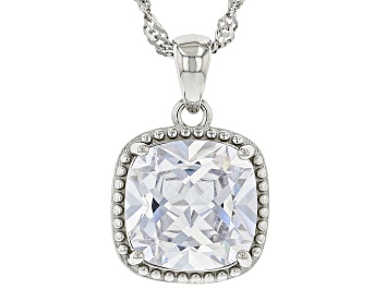 Picture of White Cubic Zirconia Rhodium Over Sterling Silver Pendant With Chain 6.08ctw