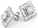 White Cubic Zirconia Rhodium Over Sterling Silver Earrings 7.62ctw