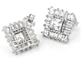 White Cubic Zirconia Rhodium Over Sterling Silver Earrings 7.62ctw