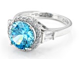 Blue And White Cubic Zirconia Platinum Over Sterling Silver Ring 7.29ctw