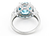 Blue And White Cubic Zirconia Platinum Over Sterling Silver Ring 7.29ctw