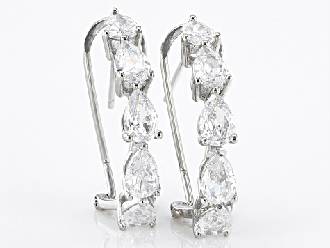 White Cubic Zirconia Rhodium Over Sterling Silver Earrings 5.49ctw