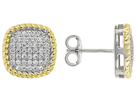 White Cubic Zirconia Rhodium And 14K Yellow Gold Over Sterling Silver Earrings 0.81ctw