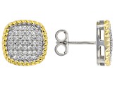 White Cubic Zirconia Rhodium And 14K Yellow Gold Over Sterling Silver Earrings 0.81ctw