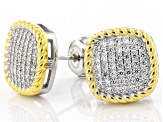 White Cubic Zirconia Rhodium And 14K Yellow Gold Over Sterling Silver Earrings 0.81ctw