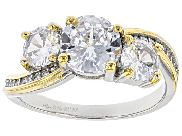 Picture of White Cubic Zirconia Rhodium And 14K Yellow Gold Over Sterling Silver Ring 3.48ctw