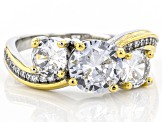 White Cubic Zirconia Rhodium And 14K Yellow Gold Over Sterling Silver Ring 3.48ctw