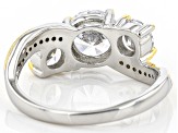 White Cubic Zirconia Rhodium And 14K Yellow Gold Over Sterling Silver Ring 3.48ctw