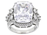 White Cubic Zirconia Rhodium Over Sterling Silver Ring 22.28ctw