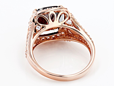 Mocha And White Cubic Zirconia 18K Rose Gold Over Sterling Silver Ring 7.82ctw