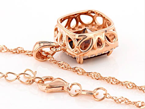Mocha And White Cubic Zirconia 18K Rose Gold Over Sterling Silver Pendant With Chain 6.66ctw