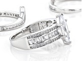 White Cubic Zirconia Rhodium Over Sterling Silver Ring With Bands 4.85ctw