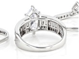 White Cubic Zirconia Rhodium Over Sterling Silver Ring With Bands 4.85ctw