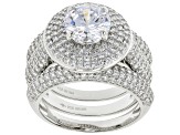 White Cubic Zirconia Rhodium Over Sterling Silver Ring With Bands 5.83ctw