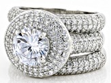 White Cubic Zirconia Rhodium Over Sterling Silver Ring With Bands 5.83ctw