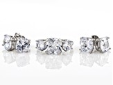 White Cubic Zirconia Rhodium Over Sterling Silver Ring And Earrings Set 19.33ctw