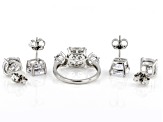 White Cubic Zirconia Rhodium Over Sterling Silver Ring And Earrings Set 19.33ctw