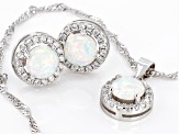 Lab Created Opal And White Cubic Zirconia Rhodium Over Sterling Silver Jewelry Set