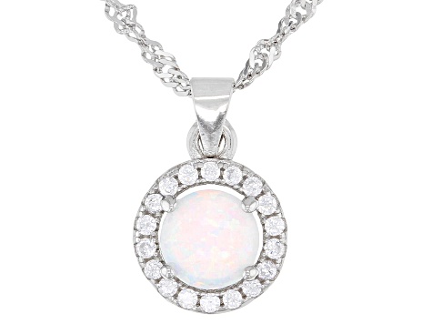 Lab Created Opal And White Cubic Zirconia Rhodium Over Sterling Silver Jewelry Set