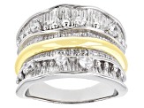 White Cubic Zirconia Rhodium And 14k Yellow Gold Over Sterling Silver Ring 0.42ctw
