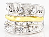 White Cubic Zirconia Rhodium And 14k Yellow Gold Over Sterling Silver Ring 0.42ctw