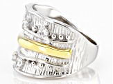 White Cubic Zirconia Rhodium And 14k Yellow Gold Over Sterling Silver Ring 0.42ctw