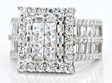 White Cubic Zirconia Platinum Over Sterling Silver Ring 3.94ctw