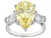 Canary And White Cubic Zirconia Rhodium Over Sterling Silver Ring 10.19ctw