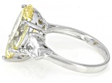 Canary And White Cubic Zirconia Rhodium Over Sterling Silver Ring 10.19ctw