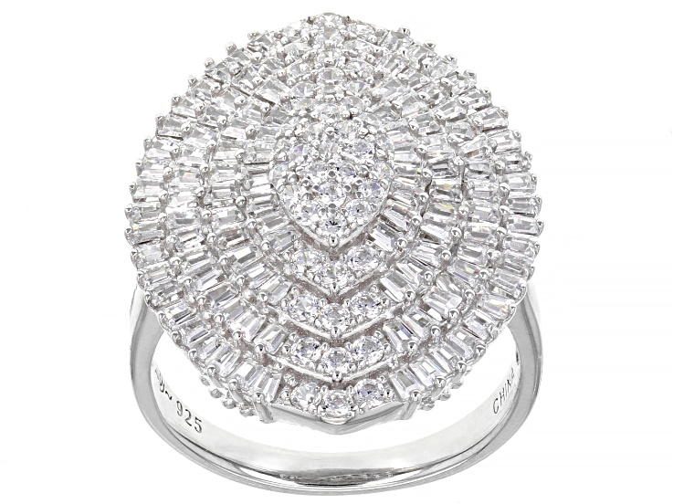 White Cubic Zirconia Rhodium Over Sterling Silver Ring 3.43