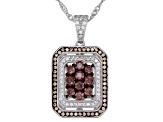 Mocha, Champagne, And White Cubic Zirconia Rhodium Over Sterling Silver Pendant With Chain 2.05ctw