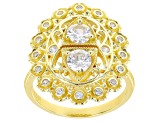 White Cubic Zirconia 18k Yellow Gold Over Sterling Silver Ring 1.58ctw