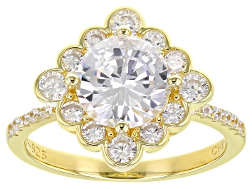 Picture of White Cubic Zirconia 18k Yellow Gold Over Sterling Silver Ring 3.98ctw