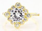 White Cubic Zirconia 18k Yellow Gold Over Sterling Silver Ring 3.98ctw