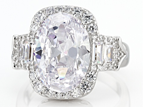 White Cubic Zirconia Platinum Over Sterling Silver Ring 9.65ctw