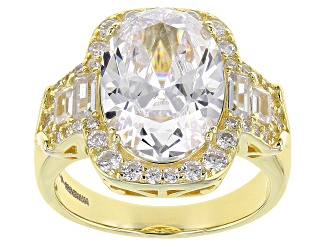 White Cubic Zirconia Eterno 18k Yellow Gold Over Sterling Silver Ring 9.65ctw