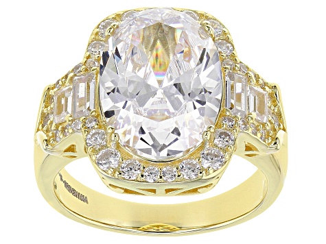 White Cubic Zirconia Eterno 18k Yellow Gold Over Sterling Silver Ring 9.65ctw