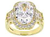 White Cubic Zirconia Eterno 18k Yellow Gold Over Sterling Silver Ring 9.65ctw